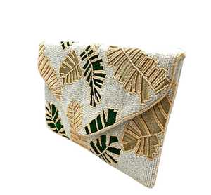 Emmenez-moi aux tropiques Style Boho sac de soirée feuille perlée Sequin bandoulière chaîne pochette - Product Image 4