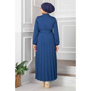 Robe Hijab plissée Aynur Indigo - Product Image 6