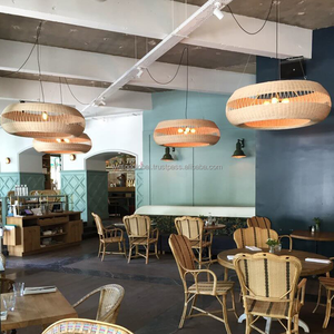 โคมไฟหวายติดเพดานทำด้วยมือทำจากไม้ไผ่สานโคมไฟหวายทันสมัยแบบยุโรป - Product Image 3