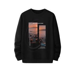 Custom Men's Letter Graphic Sweatshirt Long Sleeve Oversized Thermal Round Neck Casual Pullover <b>Tops</b> - Product Image 1