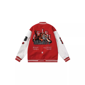 เสื้อแจ็คเก็ตขนสัตว์คุณภาพสูงสำหรับผู้ชาย ฤดูหนาว กันน้ำ ระบายอากาศ คอตั้ง ผ้าแคนวาส สไตล์มหาวิทยาลัย เบสบอล วาร์ซิตี้ พร้อมโลโก้ด้านหน้า - Product Image 4