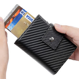 Cartera de cuero genuino para hombre, monedero corto de cuero de vaca Vintage para hombre con tarjetero de aluminio emergente, ranura para <span class=keywords><strong>Airtag</strong></span> - Product Image 5