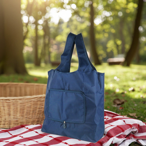 Sac de courses pliable avec fermeture éclair en fibre de polyester, taille et motif personnalisables - Product Image 1