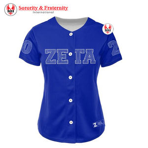 Maillot de baseball en maille polyester brodé pour femmes de la sororité Zeta Phi Beta |   Maillot de baseball personnalisé brodé pour femmes ZPB Sorority - Product Image 4