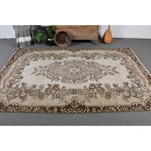 Tapis turc vintage classique Beige marron 5.7 X 8.6ft grande surface laine matériel Latex Patchwork pour couloir Rectangle tapis de chevet - Product Image 2