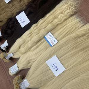 Venta al por mayor 100% mechones de cabello humano liso tejido de punta plana cabello rubio Remy extensiones de trama de cabello virgen teñido vietnamita Thanh - Product Image 1
