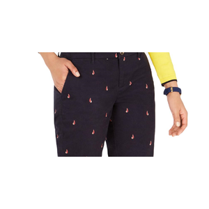 Pantaloni Chino Tommy Hilfiger da Donna Blu Navy con Stampa Nautica, Vita Alta, Casual, in Cotone, Traspiranti e con Design Stropicciato, Taglia 8 - Product Image 2