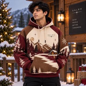 Christmas Graphic Hoodie Men's Winter Fleece Pullover Oversized Holiday Sweatshirt Custom Streetwear Wholesale - Product Image 1