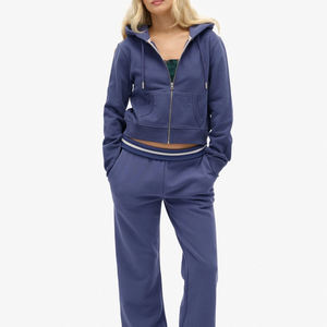 Sweats à capuche zippés en tricot pour femmes - Poids lourd 100% coton polaire respirant Logo avant Style streetwear Personnalisable - Product Image 2