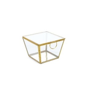 Decorative Square Gold Transparent Glass Brass Terrarium <b>Trinket</b> Ring Jewelry Display <b>Box</b> Modern Design Custom Size Personalized - Product Image 2