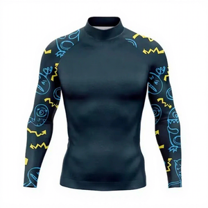 Vêtements de sport personnalisés avec logo par sublimation pour MMA, Jiu-Jitsu, CrossFit et Surfing, impression intégrale, anti-UV, couleur du corps blanche, manches colorées, haut de sport - Product Image 4