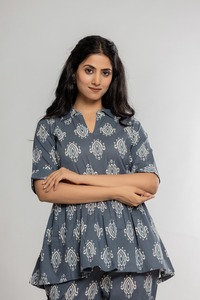 Conjuntos de Kurti de Algodón Hechos a Medida con Blusas con Volantes, Ropa Casual de Invierno, Estilo Étnico Moderno, Cintura Natural, Estilo Vintage - Product Image 3