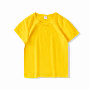 T-shirt uni avec étiquette à logo pour enfants, garçons et filles, T-shirt en coton de couleur unie personnalisé - Product Image 2