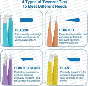 Vaslcare ชุดแหนบคิ้วและขนตาสแตนเลสพิมพ์ลาย4ชิ้นชุดกำจัดขนบนใบหน้าด้วยมือถอนขนคุด - Product Image 3