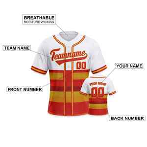 Camiseta de béisbol personalizada Amarillo Blanco camiseta de béisbol personalizada Número de nombre del equipo impreso para niños jóvenes camiseta de fútbol americano - Product Image 2