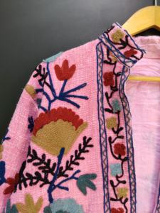 Winter Velvet Shell Eco-Friendly Finished Cotton Suzani Embroidered Floral Pattern Boho Bridal Wedding Festival Christmas Party - Product Image 2