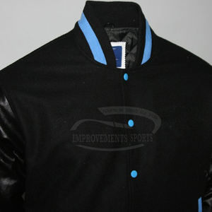 Chaqueta universitaria para hombre de alta calidad de fabricante OEM, Mangas de cuero bordadas, soporte frontal de invierno con letras de béisbol personalizado - Product Image 2