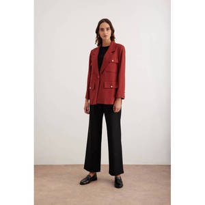 Ladies Reversible PU <b>Leather</b> Bomber <b>Jacket</b> with Sequins and Red Buttons - Product Image 3