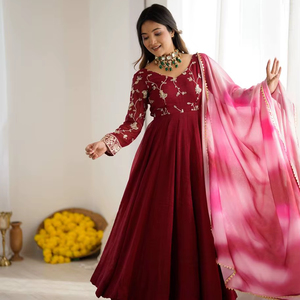 Eco-Friendly Faux Georgette Mini Casual Summer <b>Ball</b> Gown Dress Natural Waistline <b>Fit</b> Flare Long Sleeve Digital Print Party Ready - Product Image 1