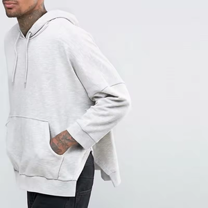 360g French Terry Streetwear de haute qualité pull à capuche fendu bas Boxy surdimensionné sweat à capuche personnalisé hommes - Product Image 1