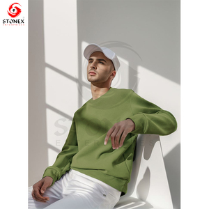 Customized Printed <b>Men's</b> 100% Cotton-Fleece Puffer Sweatshirts Long Sleeve Slim Fit Lined Winter <b>Pullover</b> Plain Knitted Style - Product Image 2