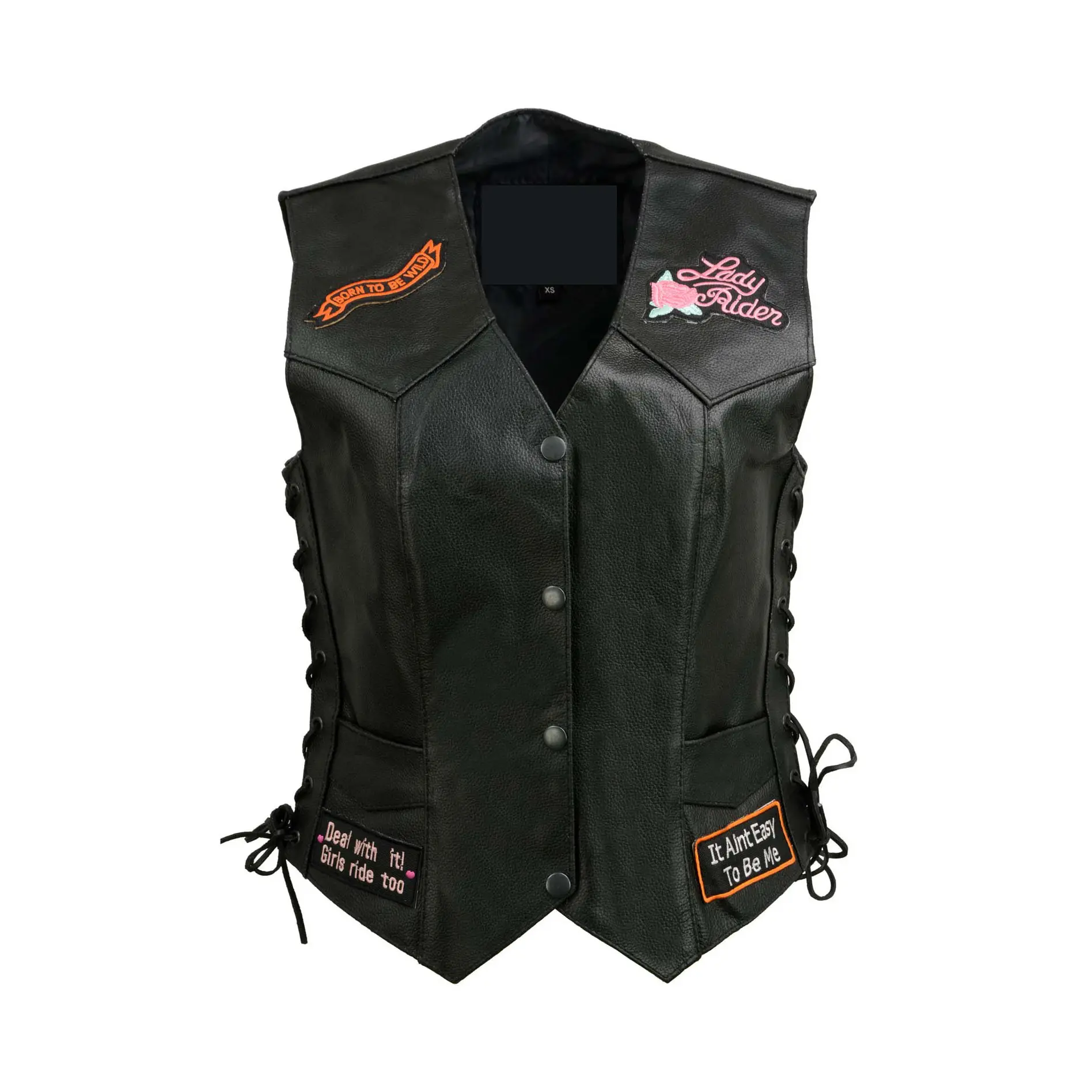 Custom Embroidery leather Vest in Black Color Zipper Closure Custom Style Fancy Adults Leather Waistcoat for Adults