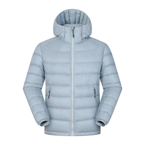 Blouson d'hiver matelassé épais pour homme, tendance et stylé, avec col montant enduit, poche avant, fermeture éclair et capuche coupe-vent - Product Image 1