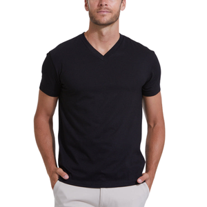 Camiseta personalizable de algodón de alta calidad, minimalista, con cuello en V, manga corta, para hombre, corte ajustado, color blanco. - Product Image 6