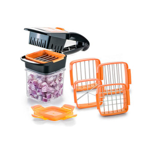 Coupe-légumes rapide Myrva Orange en acier inoxydable, outil de cuisine manuel - Product Image 6