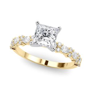 Princesse et poire coupe diamant Solitaire avec Accent Style bague de fiançailles pour les femmes - Product Image 1