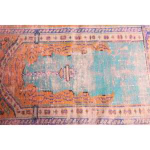 พรมตุรกีขนาด 2.2x3.37 ฟุต พรมวินเทจ พรมลายจุดสีน้ำเงินทำจากขนสัตว์ - Product Image 4