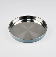 Assiette plate ronde en acier inoxydable LifeTop avec couvercle en silicone, assiette pour enfants avec couvercle protecteur en silicone amovible