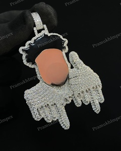 Pendentif en émail personnalisé de luxe entièrement serti de diamants, testé au diamant, en moissanite VVS, style hip-hop, unisexe, plaqué or, pour les fêtes - Product Image 1