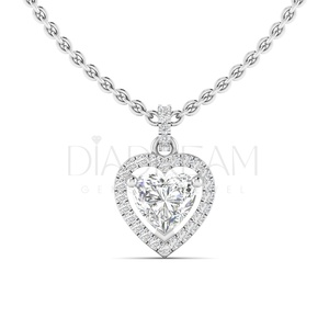 Collar de moissanita en forma de corazón de plata de ley 925 hecho a mano Cadena de eslabones de Halo cortado para regalos fiestas celebrar aniversarios - Product Image 1