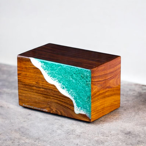 โกศเผาศพทำจากไม้ทำด้วยมือศิลปะเรซินคลื่นทะเลที่ระลึกเผาศพโกศสำหรับขี้เถ้ามนุษย์ - Product Image 6