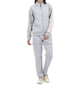 Chándal informal gris de manga larga personalizable para mujer, nuevo estilo, Material de terciopelo transpirable, de talla grande, Unisex con logotipo personalizado - Product Image 1