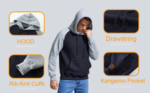 Sudadera de golf ligera de forro polar para hombre, cuello en V, ajuste holgado, mangas con relieve, bordado con cuentas, 100% algodón, informal, para invierno - Product Image 6