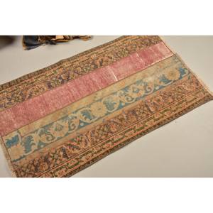 Alfombra turca Vintage de 2,5x4,1 pies, marrón, azul, tejido plano, patrón de retazos de lana para sala de estar, decoraciones de pasillo, respaldo de látex - Product Image 2