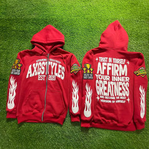 2025 hombres francés Terry personalizado desgastado bordado cremallera hombres Sudadera con capucha hombro caído ropa Casual Sudadera con capucha para hombres - Product Image 6