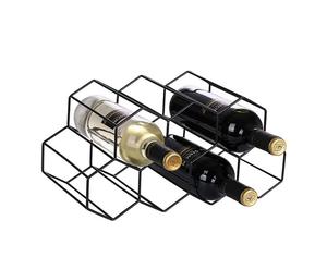 Porte-bouteille de vin en métal à 6 fentes Fer galvanisé Cuivre Design classique élégant Style classique Table isotherme Bois de fête - Product Image 2