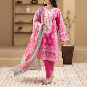 2024 vestidos de algodón para césped de mujer de calidad superior Shalwar Kameez nuevo diseño Botón de encaje de diamantes precio al por mayor para niñas - Product Image 3