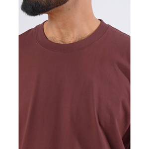 Men's Solid Color Cotton T-Shirt O-Neck Short Sleeve Regular Fit Casual Jersey Knitted <b>Top</b> <b>Maroon</b> - Product Image 5