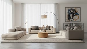 Mesa de Centro Ovalada de Roble Acanalado Ecológica y Convertible de Lujo - Diseño Moderno de Madera con Listones para Salas de Estar - Product Image 5