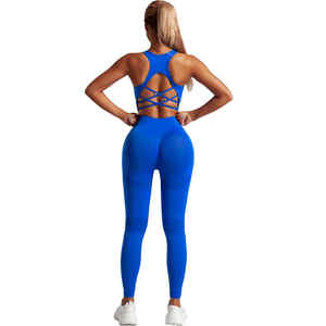 Conjunto de chándal deportivo personalizado bordado de 2 piezas para mujer, ropa de entrenamiento atlético Reversible, cierre de cintura elástica frontal de encaje para - Product Image 6