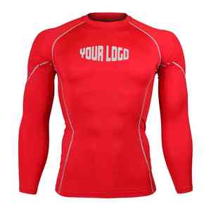 Top de compresión de poliéster de Spandex de manga corta Rash Guard para entrenamiento de gimnasia, correr, Fitness, impresión personalizada disponible - Product Image 2