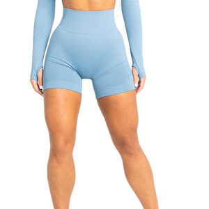 Venta al por mayor de pantalones cortos de yoga para mujer de cintura alta deporte corto mujeres gimnasio Fitness entrenamiento deportes Yoga corto para mujeres de alta calidad - Product Image 2
