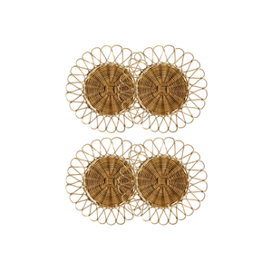 Assiette de chargeur en rotin décoratif en gros artisanat de fleurs avec technique de gravure pour les événements et les fêtes - Product Image 1