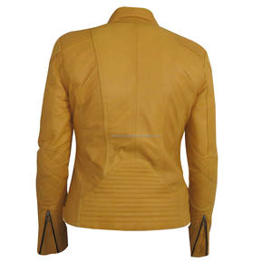 Veste de motard réversible matelassée en cuir véritable pour femme avec fermeture éclair, en cuir de vachette, pour la saison printanière - Product Image 2