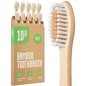 竹歯ブラシカスタムロゴ生分解性リサイクル可能天然木歯ブラシ大人用竹歯ブラシ