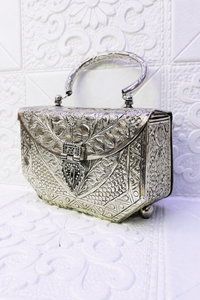 Handmade Brass <b>Clutch</b> <b>Bag</b> Ladies Craftstages International Wedding Evening Party Chain Strap Flap Closure Satin Lining 1-1.9L - Product Image 3